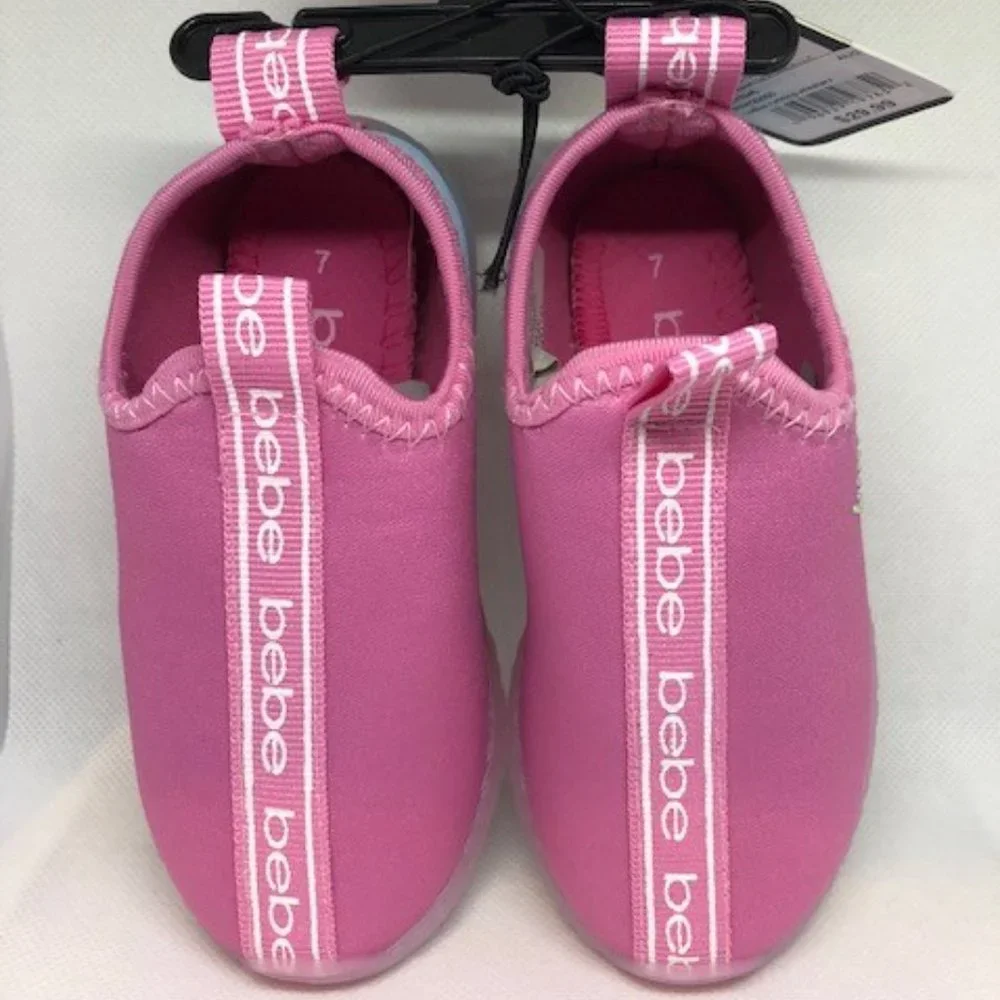 Bebe girls Pink &‎ Blue Rhinestone-Logo Slip-On Sneaker
